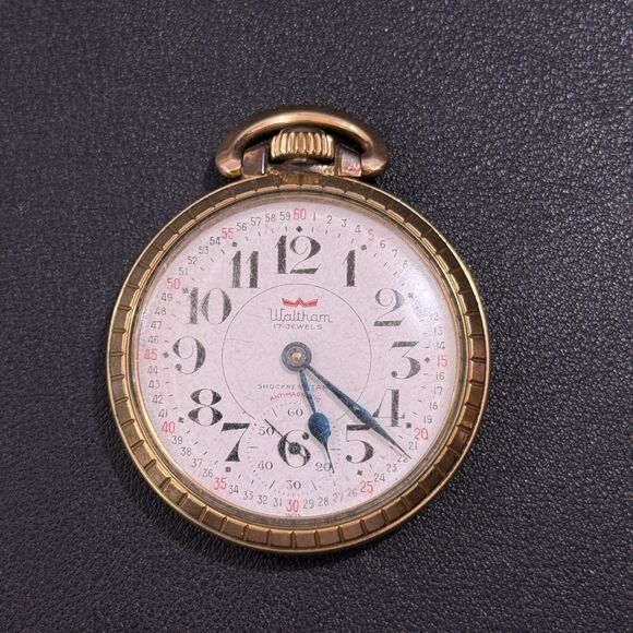 Waltham Railroad 17 Jewels Montgomery Dial 10k RGP Open Face Pocket Watch - Picture 2 of 6